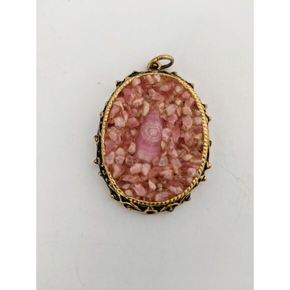 Rose Quartz Pendant Crushed Rose Quartz Pendant Pink Stone Pendant - Picture 10 of 10